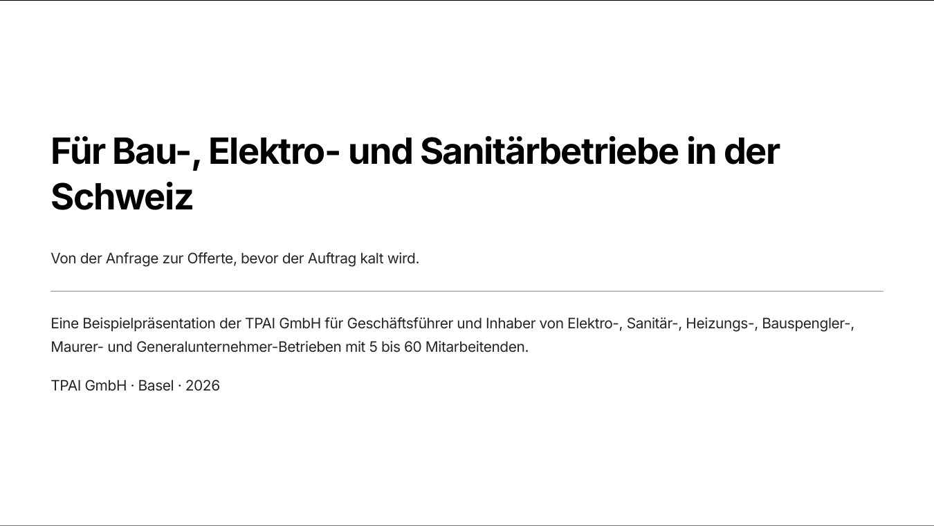 Cover Beispielpräsentation Bau, Elektro, SHK